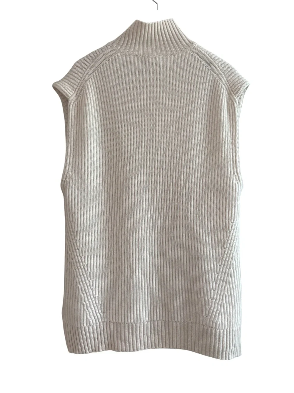 J. Crew 100% Cashmere Sleeveless Ribbed High Neck Sweater Vest in Ivory M-L